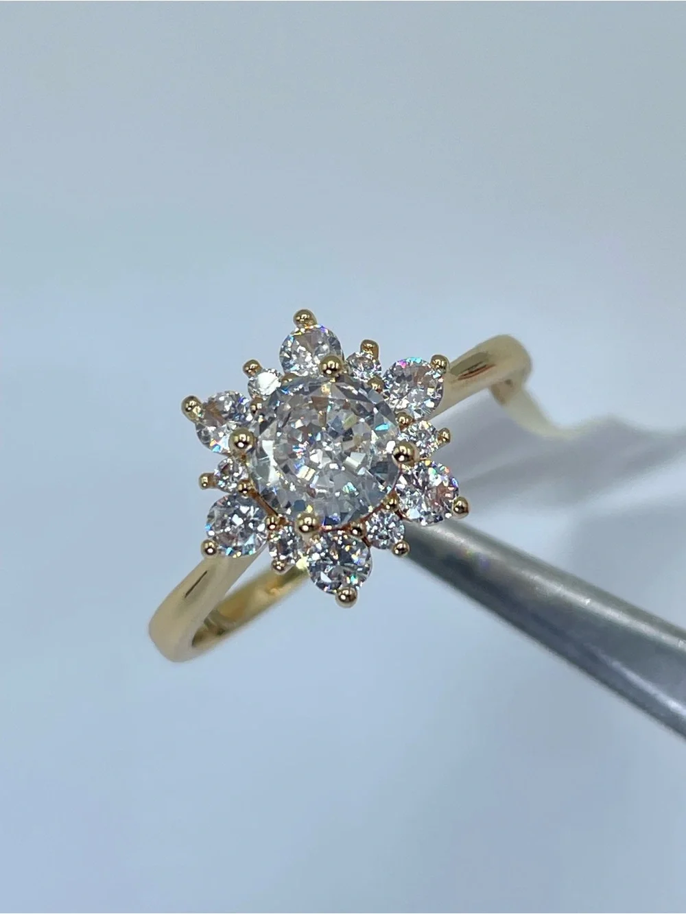 Swarovski Crystal Elements White Swarovski Elements Floral Halo Ring Size 8